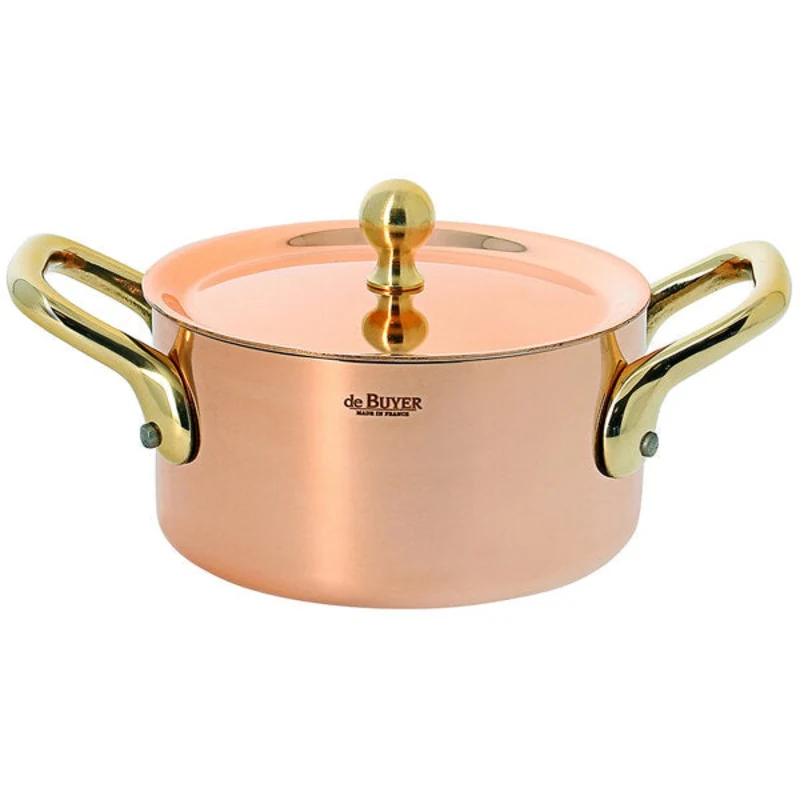 Inocuivre Stewpan and Lid with Brass Handle 3.9 Diameter
