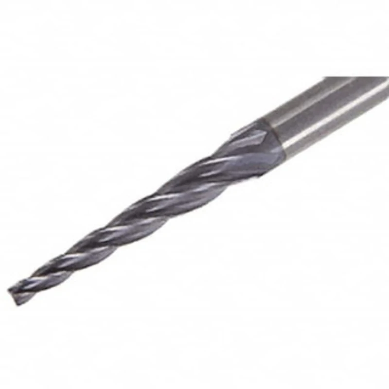 Iscar 1 per Side 1mm Small End Diam 8mm LOC 4-Flute Solid Carbide Tapered Square End Mill TiAlN Finish, 4mm Shank Dia...
