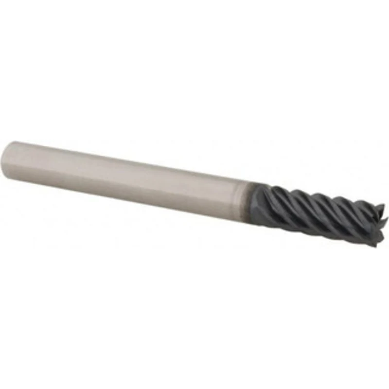 Iscar 1/4, 5/8 LOC, 1/4 Shank Diam, 2-1/2 OAL, 6 Flute, Solid Carbide Square End Mill Single End, TiAlN Finish, Spira...