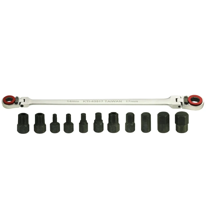 K-Tool 12-Piece X-Long Double Box Flexible and Reversible Ratchet Wrench Set