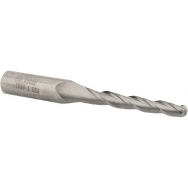 KYOCERA SGS 1 per Side 1/4 Small End Diam 2 LOC 3-Flute Solid Carbide Tapered Ball End Mill Uncoated, 1/2 Shank Diam,...