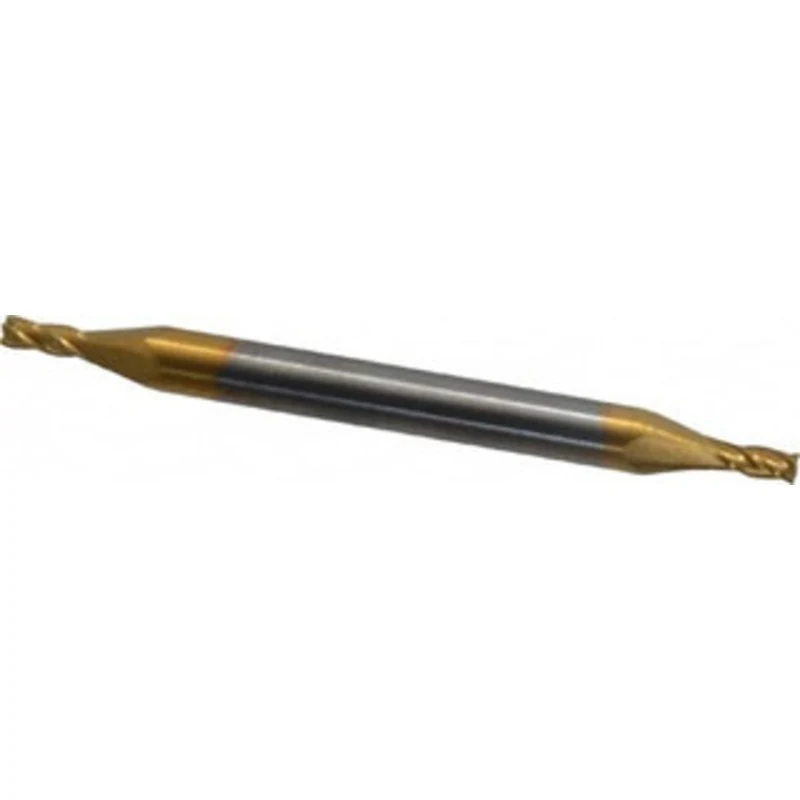 KYOCERA SGS 1/16, 1/8 LOC, 1/8 Shank Diam, 1-1/2 OAL, 4 Flute, Solid Carbide Square End Mill Double End, TiN Finish, ...