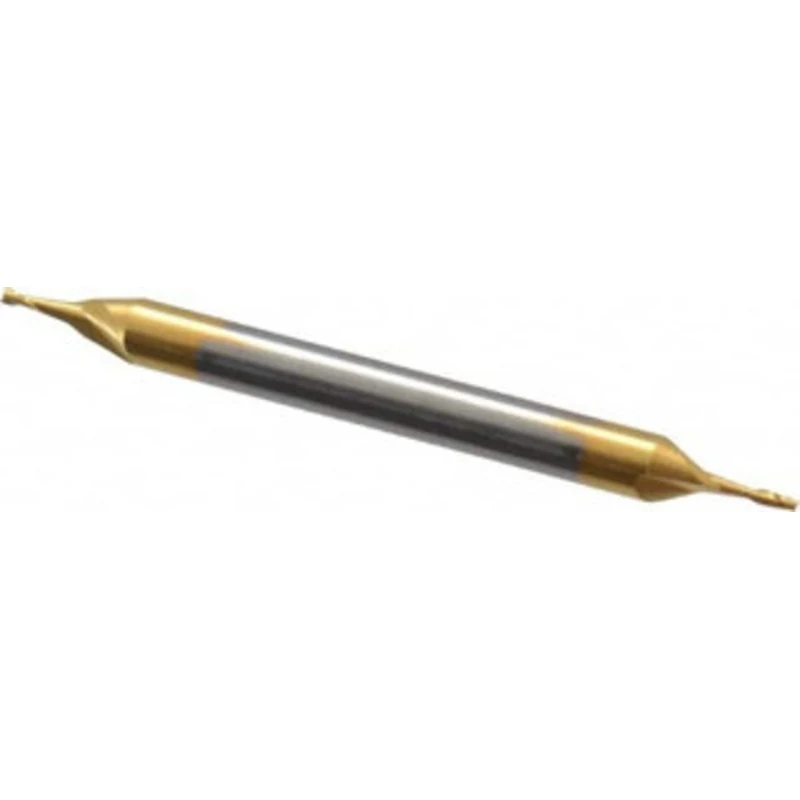 KYOCERA SGS 1/32, 1/16 LOC, 1/8 Shank Diam, 1-1/2 OAL, 2 Flute, Solid Carbide Square End Mill Double End, TiN Finish,...
