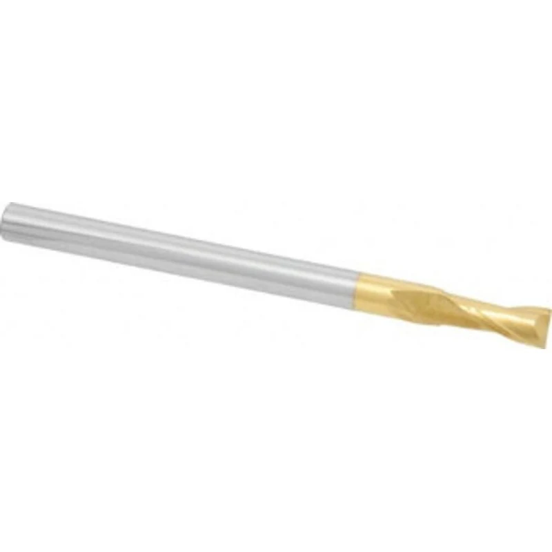 KYOCERA SGS 1/4, 5/8 LOC, 1/4 Shank Diam, 3-1/2 OAL, 2 Flute, Solid Carbide Square End Mill Single End, TiN Finish, S...