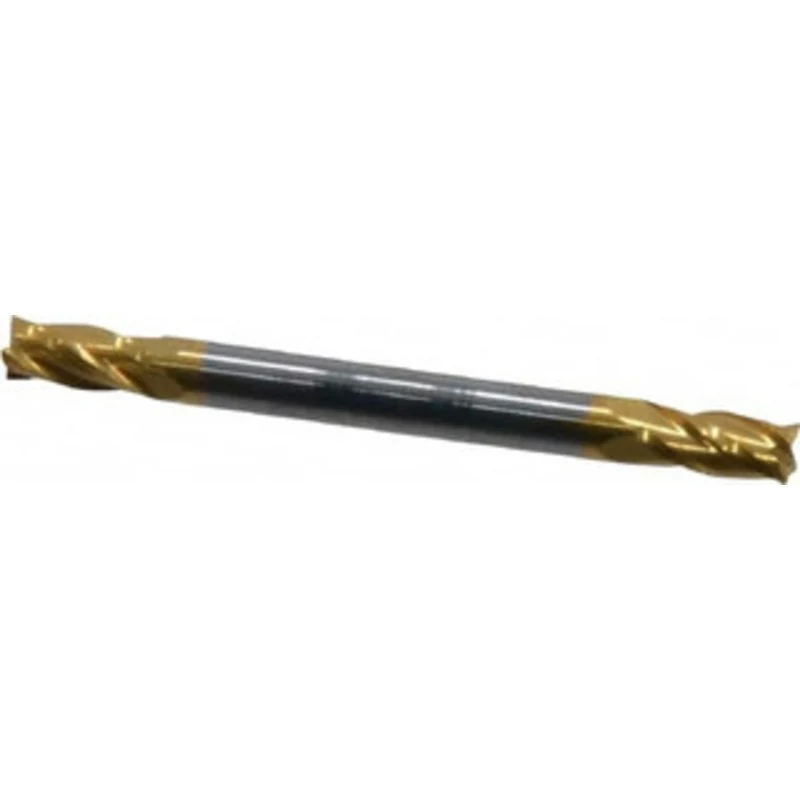 KYOCERA SGS 1/8, 1/4 LOC, 1/8 Shank Diam, 1-1/2 OAL, 4 Flute, Solid Carbide Square End Mill Double End, TiN Finish, S...