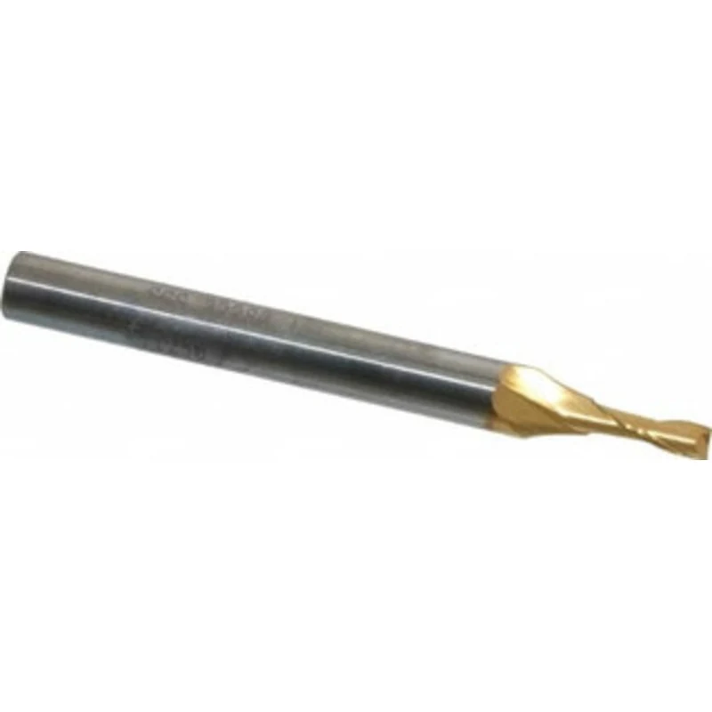 KYOCERA SGS 1/8, 3/8 LOC, 1/4 Shank Diam, 2-1/2 OAL, 2 Flute, Solid Carbide Square End Mill Single End, TiN Finish, S...