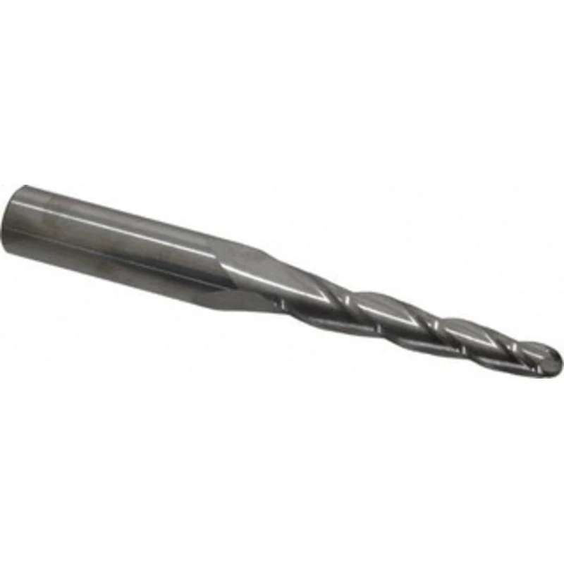 KYOCERA SGS 2 per Side 1/4 Small End Diam 2 LOC 3-Flute Solid Carbide Tapered Ball End Mill Uncoated, 1/2 Shank Diam,...
