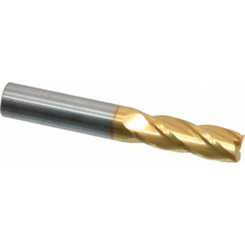 KYOCERA SGS 21/64, 1 LOC, 3/8 Shank Diam, 2-1/2 OAL, 4 Flute, Solid Carbide Square End Mill Single End, TiN Finish, S...