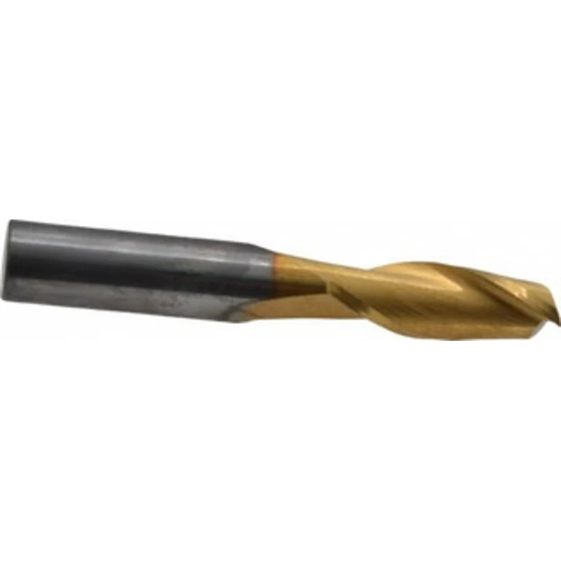 KYOCERA SGS 23/64, 1 LOC, 3/8 Shank Diam, 2-1/2 OAL, 2 Flute, Solid Carbide Square End Mill Single End, TiN Finish, S...
