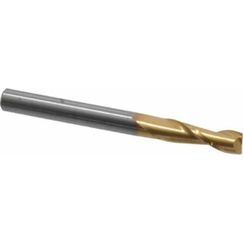 KYOCERA SGS 3/16, 5/8 LOC, 3/16 Shank Diam, 2 OAL, 2 Flute, Solid Carbide Square End Mill Single End, TiN Finish, Spi...