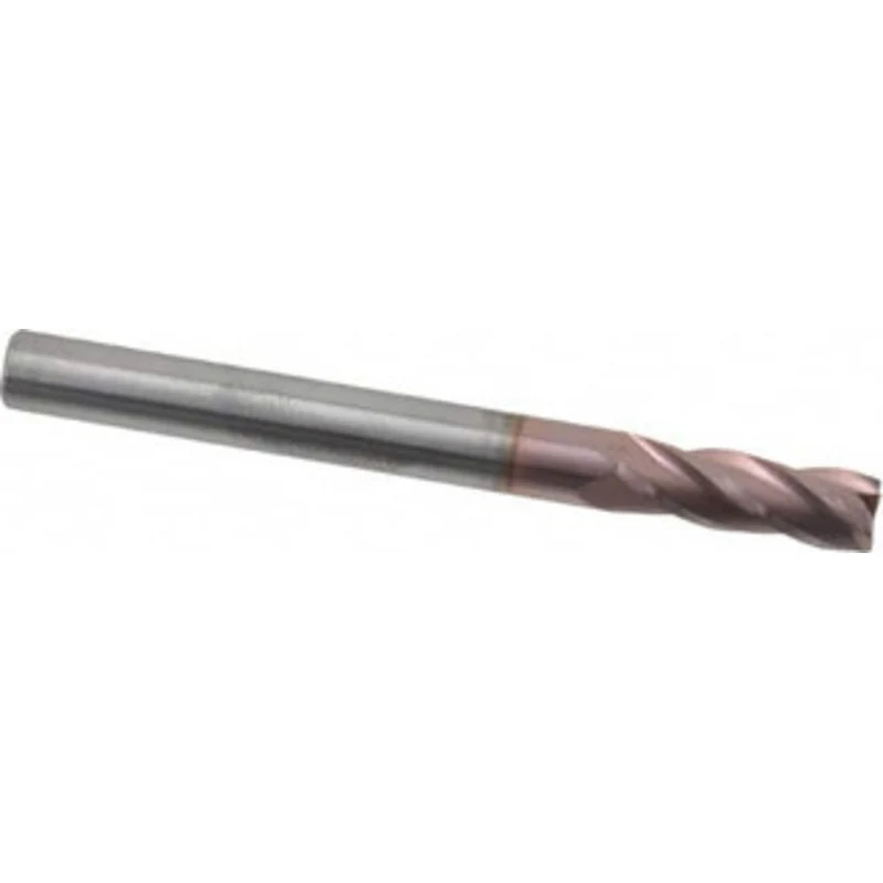 KYOCERA SGS 3/16, 9/16 LOC, 3/16 Shank Diam, 2 OAL, 4 Flute, Solid Carbide Square End Mill Single End, TiCN Finish, S...