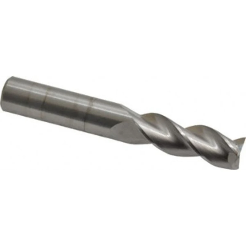 KYOCERA SGS 3/8, 1 LOC, 3/8 Shank Diam, 2-1/2 OAL, 3 Flute, Solid Carbide Square End Mill Single End, Uncoated, Spira...