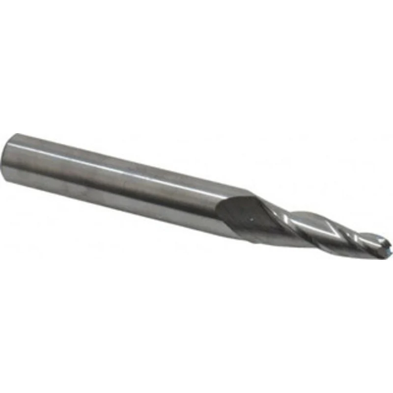 KYOCERA SGS 5 per Side 1/4 Small End Diam 1-1/4 LOC 3-Flute Solid Carbide Tapered Ball End Mill Uncoated, 1/2 Shank D...
