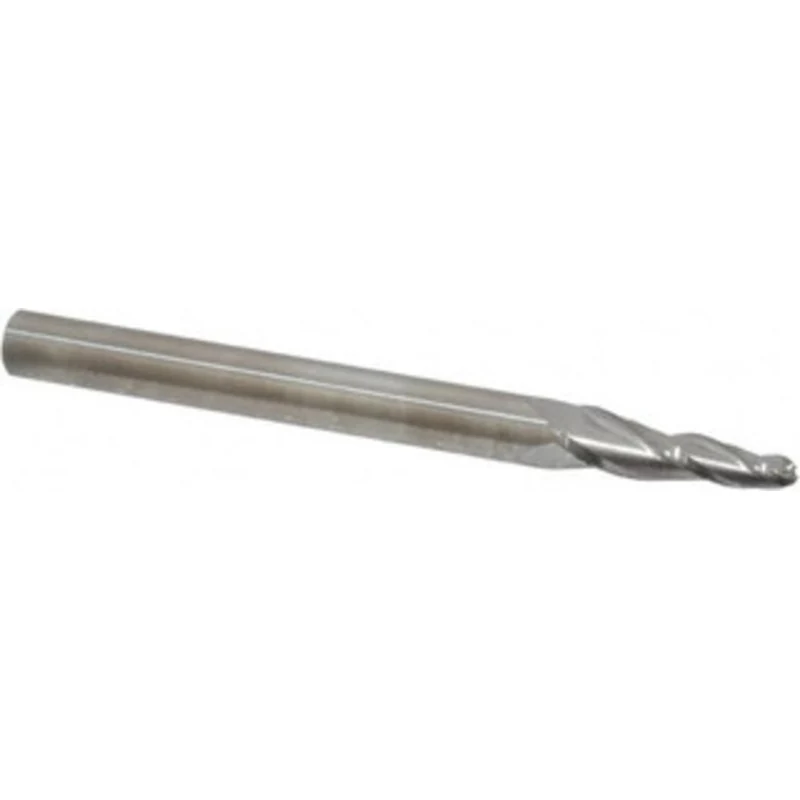 KYOCERA SGS 5 per Side 1/8 Small End Diam 3/4 LOC 3-Flute Solid Carbide Tapered Ball End Mill Uncoated, 1/4 Shank Dia...