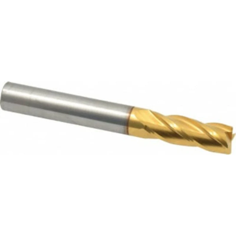 KYOCERA SGS 5/16, 13/16 LOC, 5/16 Shank Diam, 2-1/2 OAL, 4 Flute, Solid Carbide Square End Mill Single End, TiN Finis...