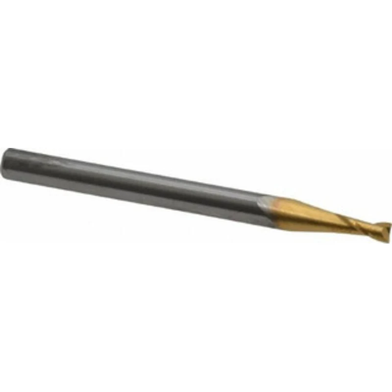 KYOCERA SGS 5/64, 3/16 LOC, 1/8 Shank Diam, 1-1/2 OAL, 2 Flute, Solid Carbide Square End Mill Single End, TiN Finish,...