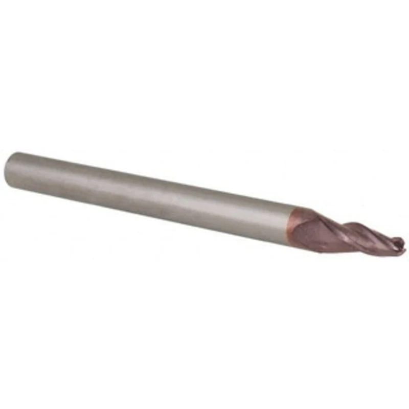 KYOCERA SGS 7 per Side 1/8 Small End Diam 1/2 LOC 3-Flute Solid Carbide Tapered Ball End Mill TiCN Finish, 1/4 Shank ...