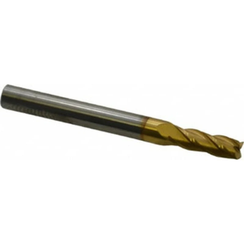 KYOCERA SGS 7/32, 5/8 LOC, 1/4 Shank Diam, 2-1/2 OAL, 4 Flute, Solid Carbide Square End Mill Single End, TiN Finish, ...