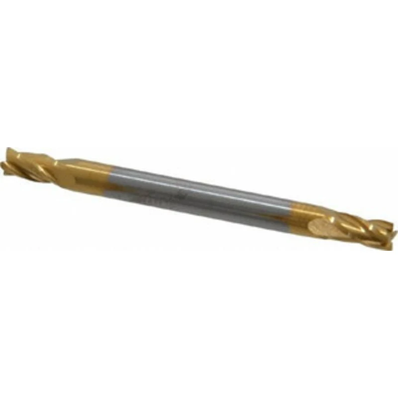 KYOCERA SGS 7/64, 3/16 LOC, 1/8 Shank Diam, 1-1/2 OAL, 4 Flute, Solid Carbide Square End Mill Double End, TiN Finish,...