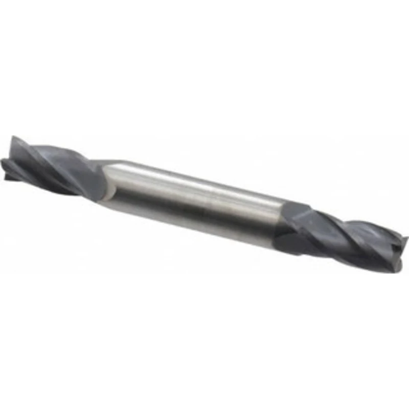 KYOCERA SGS 9/32, 1/2 LOC, 5/16 Shank Diam, 2-1/2 OAL, 4 Flute, Solid Carbide Square End Mill Double End, AlTiN Finis...