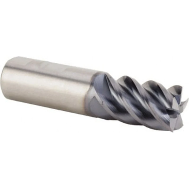 Kennametal 1/2, 5/8 LOC, 1/2 Shank Diam, 2-1/2 OAL, 5 Flute, Solid Carbide Square End Mill Single End, AlTiN Finish, ...