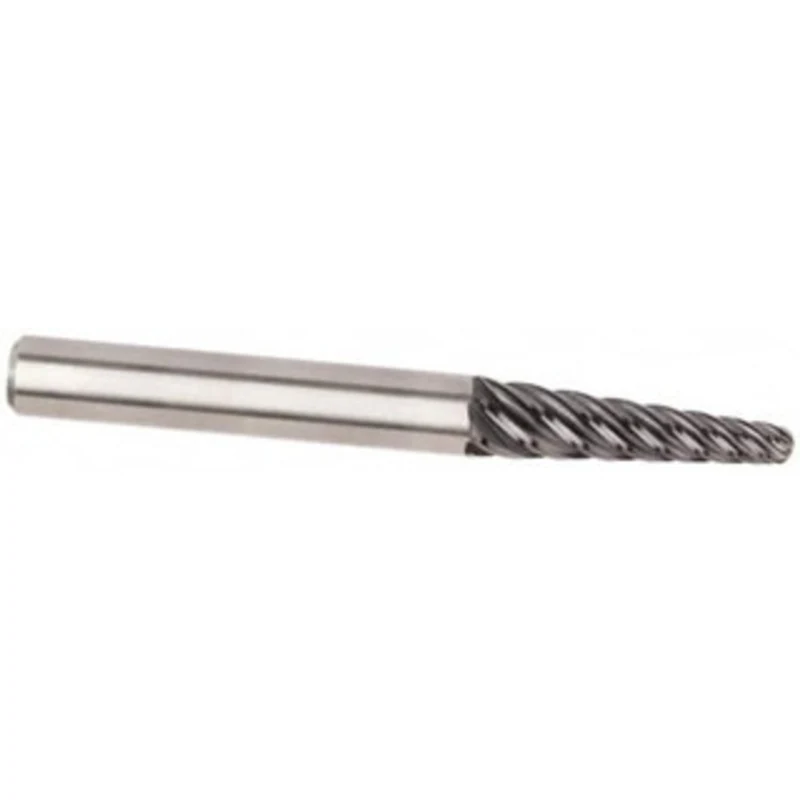 Kennametal 4 per Side 1/8 Small End Diam 1-3/16 LOC 6-Flute Solid Carbide Tapered Ball End Mill AlTiN Finish, 5/16 Sh...