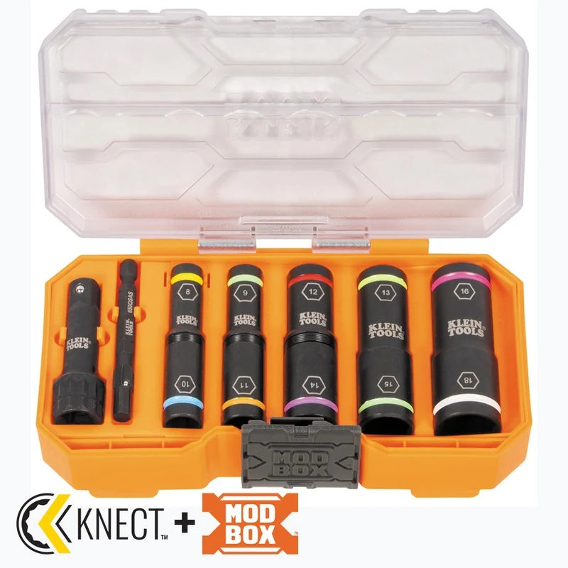 Klein Tools 65619 KNECT Flip-10 Heavy Duty Flip Impact Socket Set, Metric, 8 Pc.