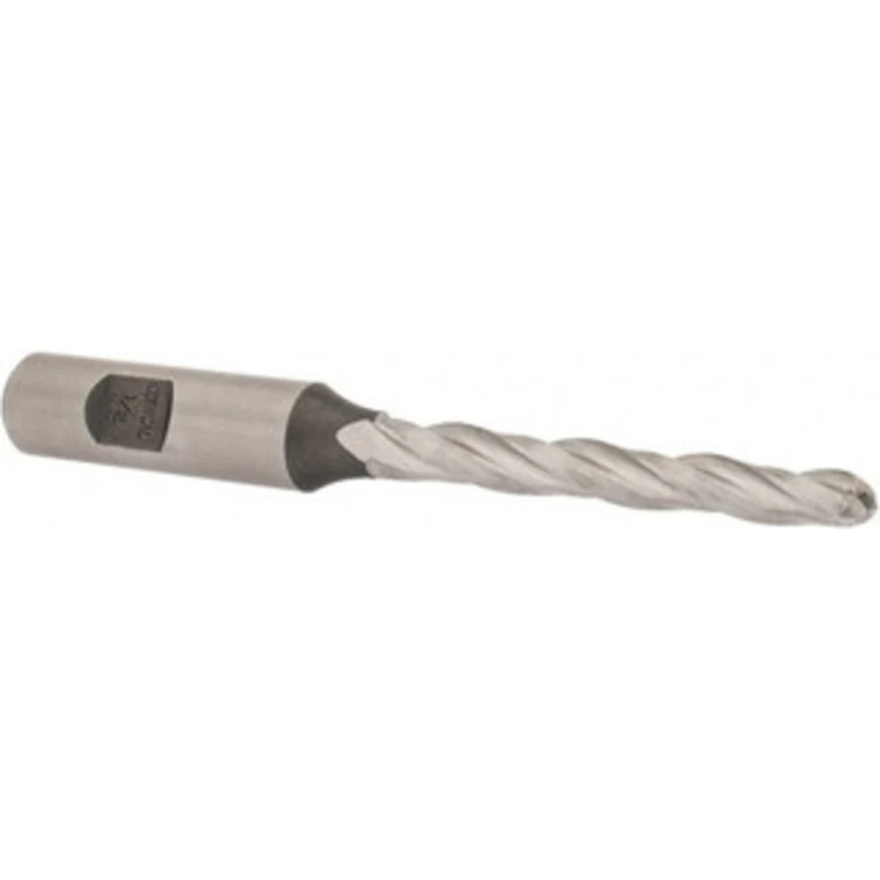 Made in USA 0.5 per Side 1/4 Small End Diam 2-1/4 LOC 3-Flute High Speed Steel Tapered Ball End Mill 3/8 Shank Diam, ...