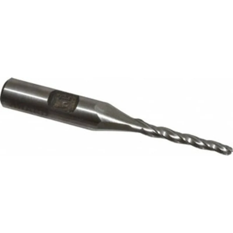 Made in USA 1 per Side 1/8 Small End Diam 1 LOC 3-Flute High Speed Steel Tapered Ball End Mill 3/8 Shank Diam, 2-7/8 ...