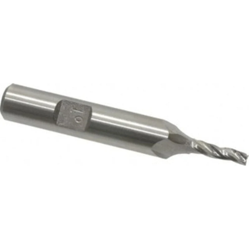 Made in USA 1 per Side 1/8 Small End Diam 1/2 LOC 3-Flute High Speed Steel Tapered Square End Mill Uncoated, 3/8 Shan...