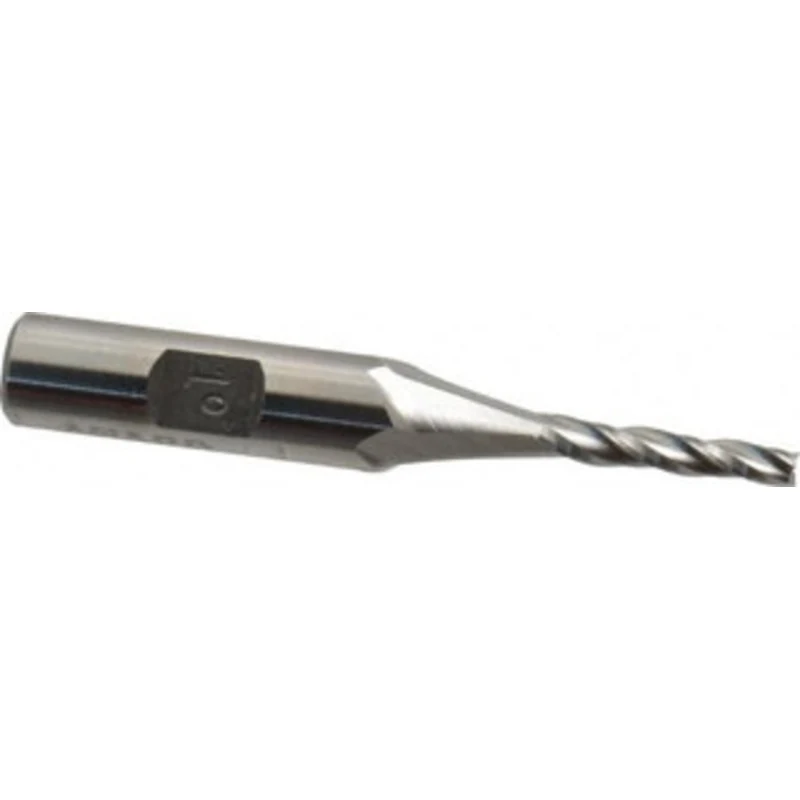 Made in USA 1 per Side 1/8 Small End Diam 3/4 LOC 3-Flute High Speed Steel Tapered Square End Mill Uncoated, 3/8 Shan...