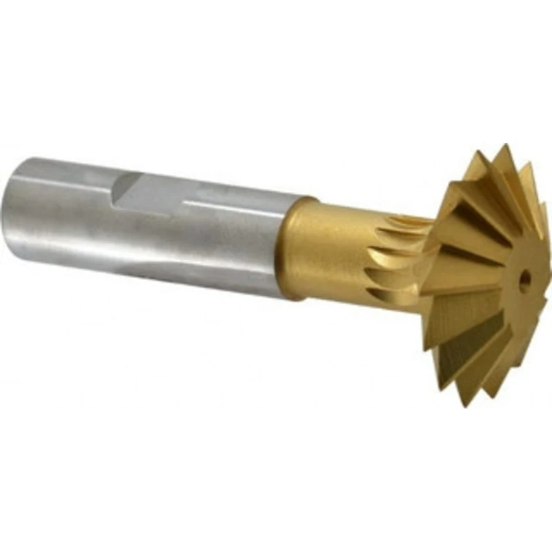 Made in USA 1-1/2 1-1/2 Cut Diam, 1/2 Cut Width, 5/8 Shank, High Speed Steel Double-Angle Cutter TiN Finish, 3-3/8 OA...
