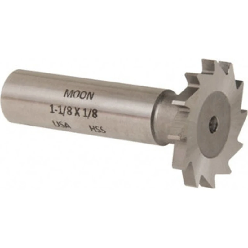 Made in USA 1-1/8 Cut Diam, 1/8 Cut Width, 1/2 Shank, Straight-Tooth Woodruff Keyseat Cutter High Speed Steel, Uncoat...