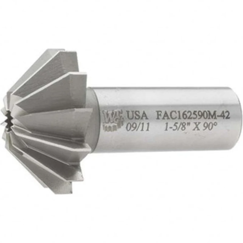 Made in USA 1-5/8 Large x 5/8 Small Diam, 11/16 Width of Cut, 90 Included Angle, 12 Teeth, Cobalt Face Angle Cutter 3...