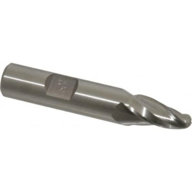 Made in USA 10 per Side 1/4 Small End Diam 3/4 LOC 3-Flute High Speed Steel Tapered Ball End Mill 1/2 Shank Diam, 2-1...