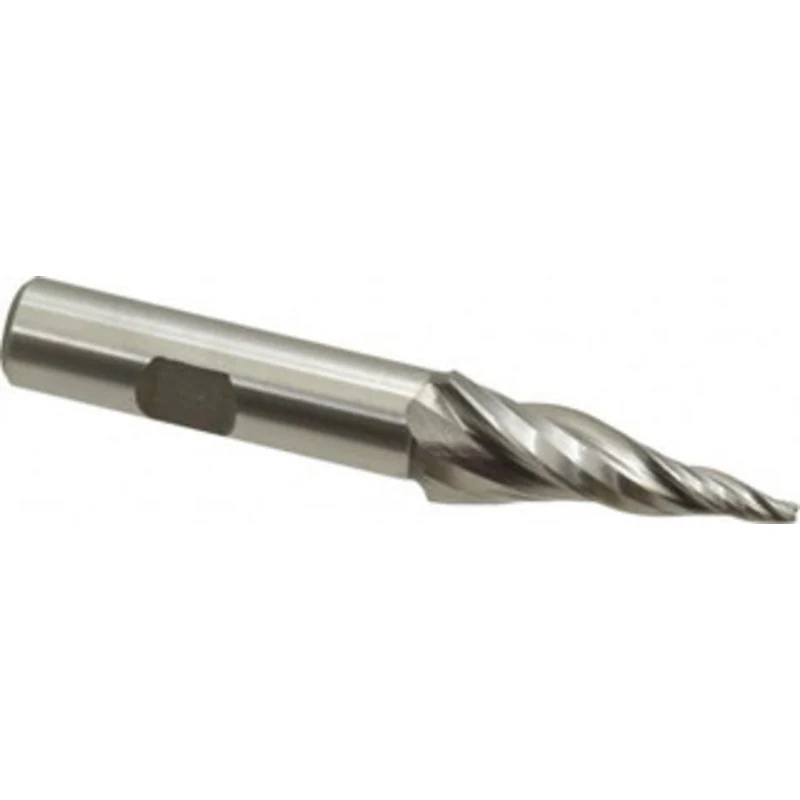 Made in USA 10 per Side 3/32 Small End Diam 1-1/2 LOC 3-Flute High Speed Steel Tapered Square End Mill Uncoated, 1/2 ...