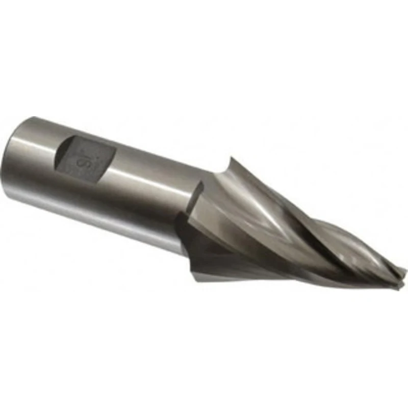Made in USA 15 per Side 1/4 Small End Diam 2-1/4 LOC 3-Flute High Speed Steel Tapered Square End Mill Uncoated, 1 Sha...