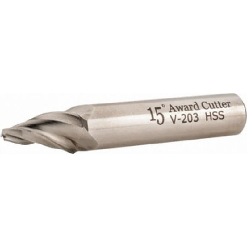 Made in USA 15 per Side 1/8 Small End Diam 3/4 LOC 3-Flute High Speed Steel Tapered Square End Mill Uncoated, 1/2 Sha...