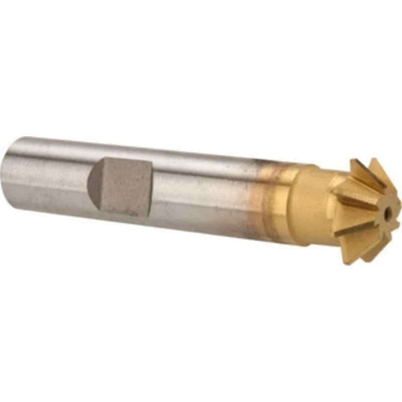 Made in USA 1/2 x 1/8 45 8-Tooth High Speed Steel Single-Angle Cutter TiN Finish, Right Hand Cut, 2-1/8 OAL, 3/8 Shan...