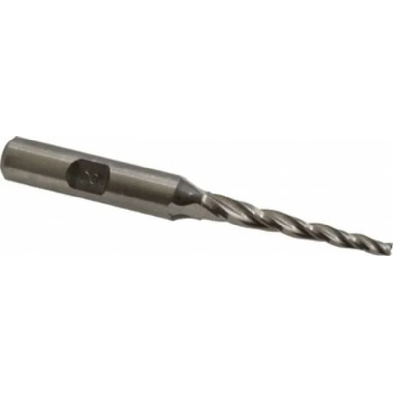 Made in USA 2 per Side 1/8 Small End Diam 1-1/2 LOC 3-Flute High Speed Steel Tapered Square End Mill Uncoated, 3/8 Sh...