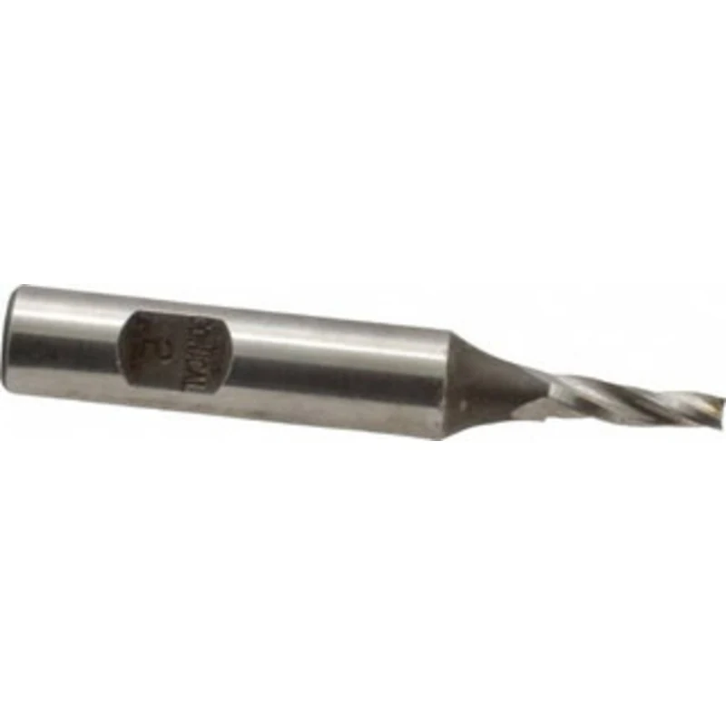 Made in USA 2 per Side 1/8 Small End Diam 1/2 LOC 3-Flute High Speed Steel Tapered Square End Mill Uncoated, 3/8 Shan...