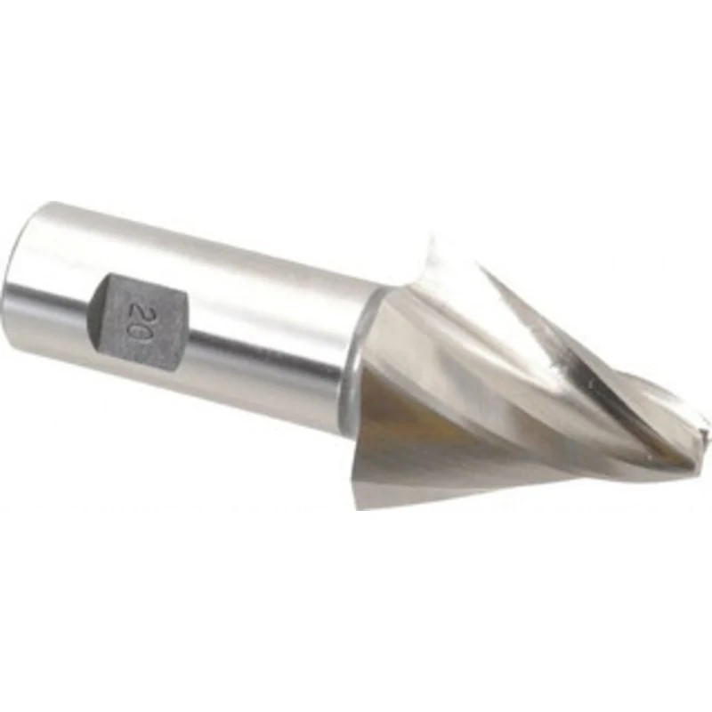 Made in USA 20 per Side 3/8 Small End Diam 2 LOC 4-Flute High Speed Steel Tapered Square End Mill Uncoated, 1 Shank D...