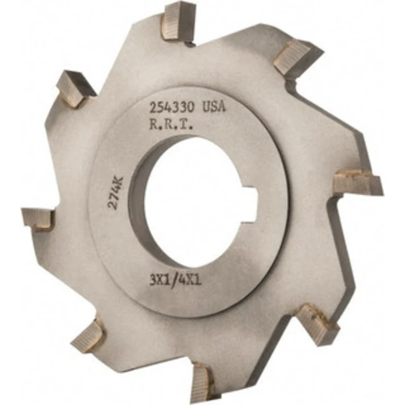 Made in USA 3 Diam x 1/4 Face Width Straight Tooth Side Milling Cutter 1 Arbor Hole, Carbide-Tipped, Uncoated, 8 Teet...
