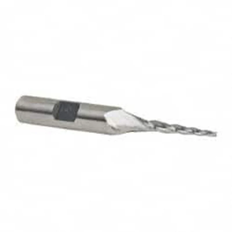 Made in USA 3 per Side 1/16 Small End Diam 1 LOC 3-Flute High Speed Steel Tapered Square End Mill Uncoated, 3/8 Shank...