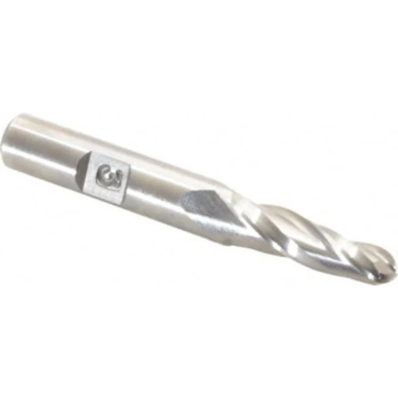 Made in USA 3 per Side 1/4 Small End Diam 1 LOC 3-Flute High Speed Steel Tapered Ball End Mill 3/8 Shank Diam, 2-3/4 ...