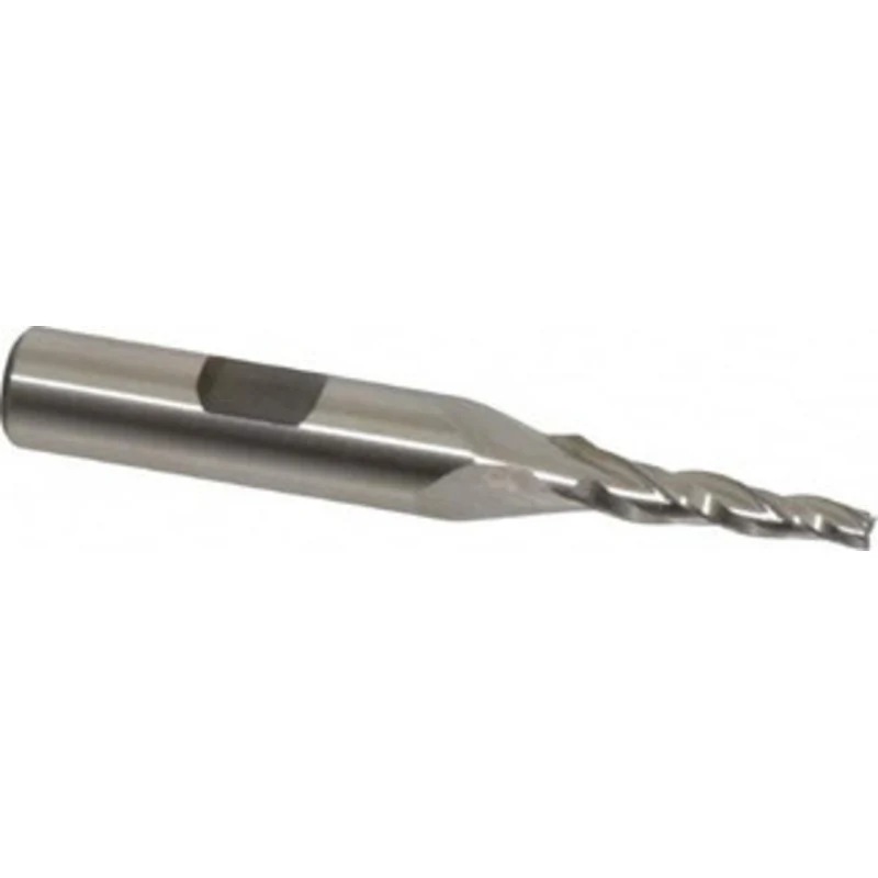 Made in USA 3 per Side 1/8 Small End Diam 3/4 LOC 3-Flute High Speed Steel Tapered Square End Mill Uncoated, 3/8 Shan...