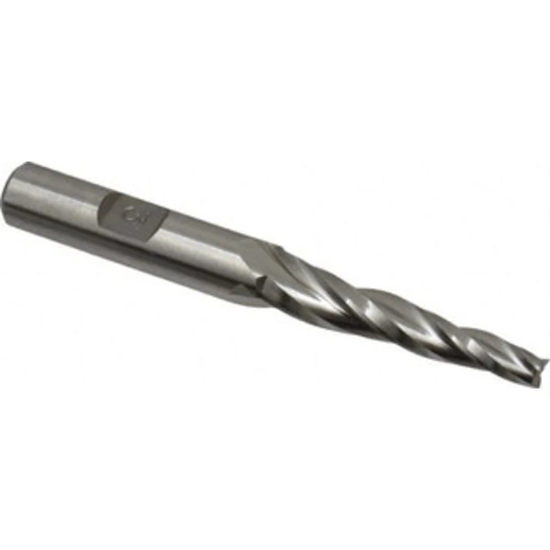 Made in USA 3 per Side 3/16 Small End Diam 1-1/2 LOC 3-Flute High Speed Steel Tapered Square End Mill Uncoated, 3/8 S...
