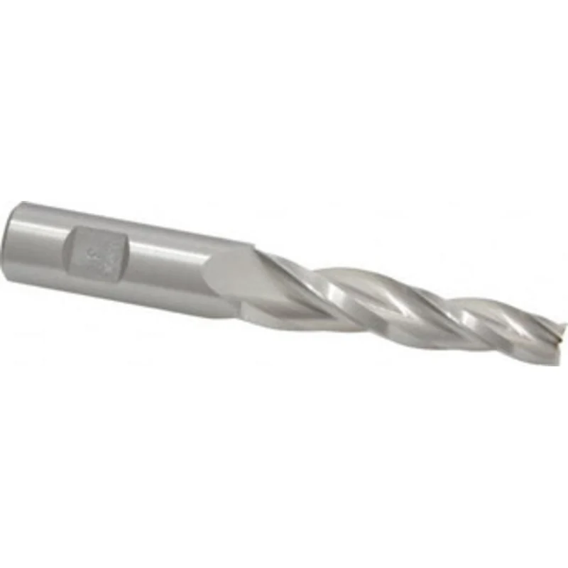 Made in USA 3 per Side 3/8 Small End Diam 2-1/4 LOC 3-Flute High Speed Steel Tapered Square End Mill Uncoated, 5/8 Sh...