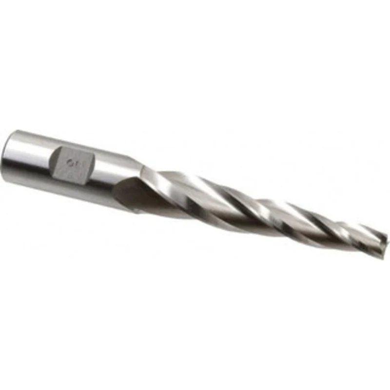 Made in USA 3 per Side 3/8 Small End Diam 3-1/4 LOC 3-Flute High Speed Steel Tapered Square End Mill Uncoated, 3/4 Sh...