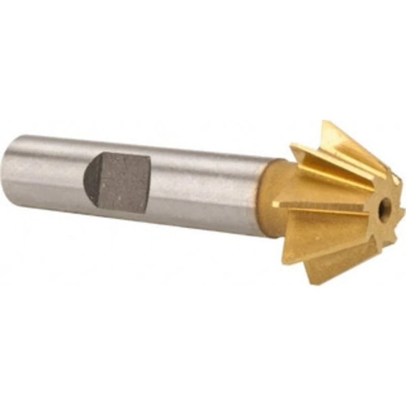 Made in USA 3/4 x 5/16 60 8-Tooth High Speed Steel Single-Angle Cutter TiN Finish, Right Hand Cut, 2-1/8 OAL, 3/8 Sha...